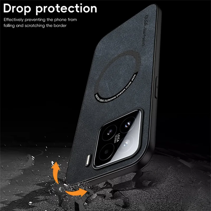 Capa Magnética WANLONFENG YBP Série para Xiaomi 15 Pro com Película de Vidro Temperado Capa de Telefone PU + TPU com Grande Abertura - Preto