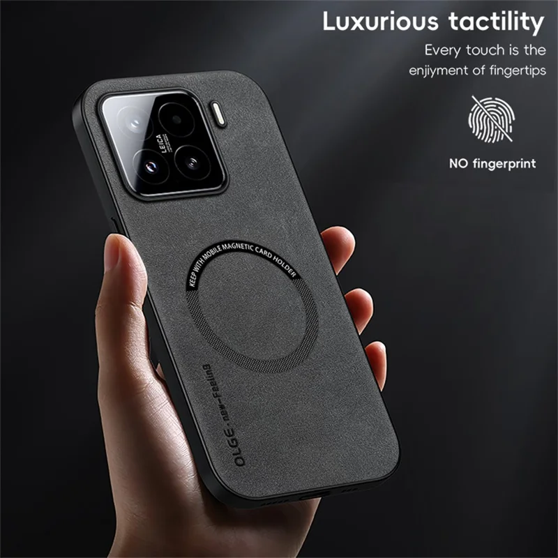 Capa Magnética WANLONFENG YBP Série para Xiaomi 15 Pro com Película de Vidro Temperado Capa de Telefone PU + TPU com Grande Abertura - Preto