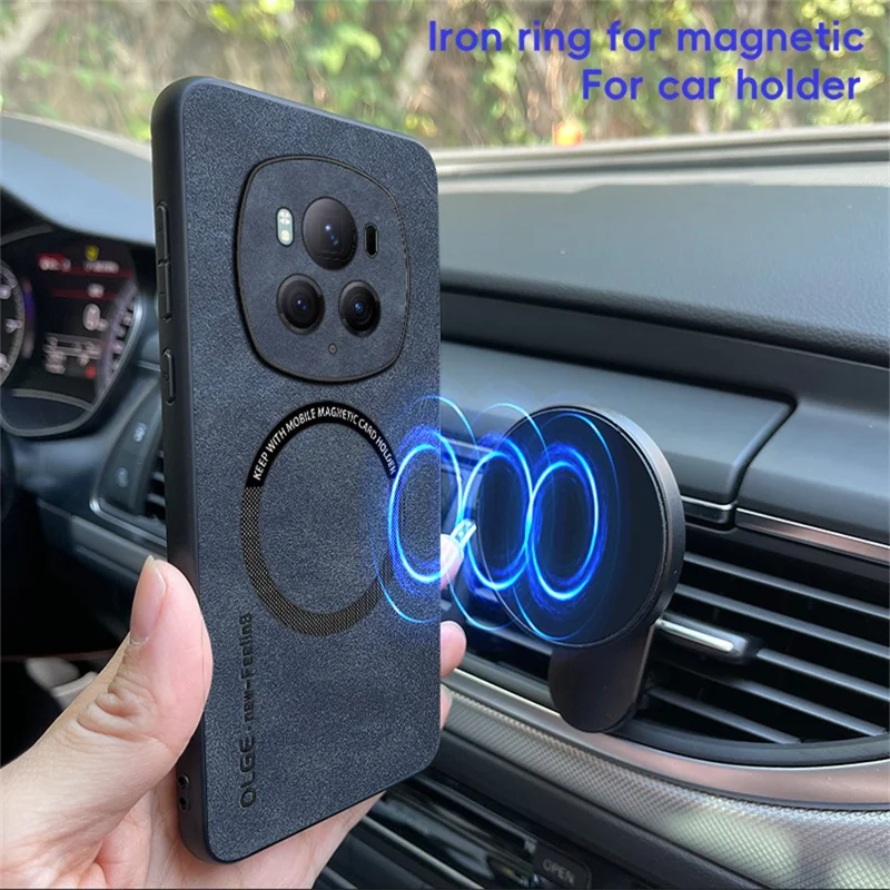 WANLONFENG Série YBP para Honor Magic6 Pro 5G Capa Magnética com Película de Vidro Temperado em Couro PU + Capa de Telefone TPU com Recortes Precisos - Preto