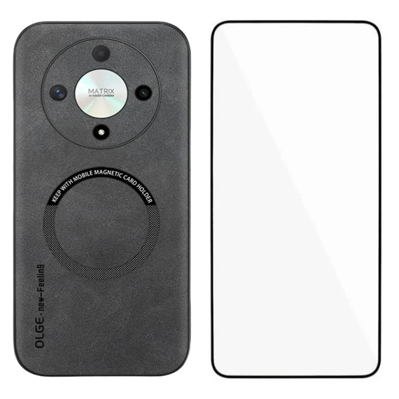 WANLONFENG YBP Series Magnetic Case with Tempered Glass Film For Honor X9b 5G  /  X50 5G  /  Magic6 Lite 5G PU + TPU Phone Cover Precise Cutouts - Grey