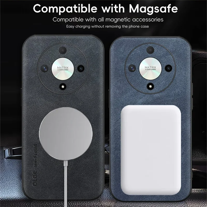 WANLONFENG YBP Series Magnetic Case with Tempered Glass Film For Honor X9b 5G  /  X50 5G  /  Magic6 Lite 5G PU + TPU Phone Cover Precise Cutouts - Grey