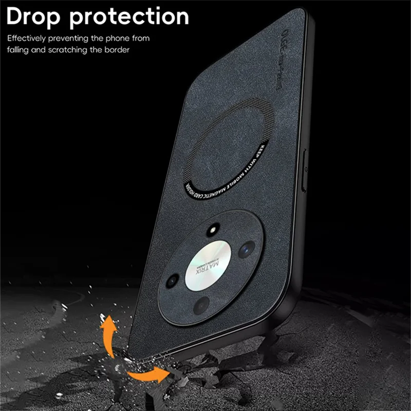 WANLONFENG YBP Series Magnetic Case with Tempered Glass Film For Honor X9b 5G  /  X50 5G  /  Magic6 Lite 5G PU + TPU Phone Cover Precise Cutouts - Grey