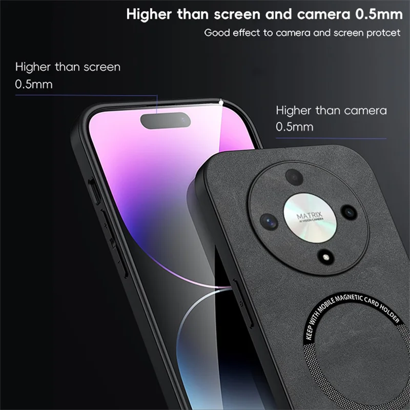 WANLONFENG YBP Series Magnetic Case with Tempered Glass Film For Honor X9b 5G  /  X50 5G  /  Magic6 Lite 5G PU + TPU Phone Cover Precise Cutouts - Grey
