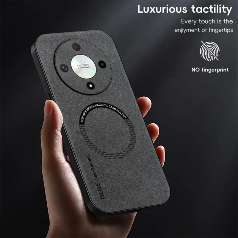 WANLONFENG YBP Series Magnetic Case with Tempered Glass Film For Honor X9b 5G  /  X50 5G  /  Magic6 Lite 5G PU + TPU Phone Cover Precise Cutouts - Grey