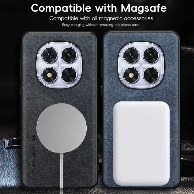 WANLONFENG YBP Series For Xiaomi Redmi Note 14 Pro 4G Magnetic Case with Tempered Glass Film PU + TPU Phone Cover Large Cutout - Black