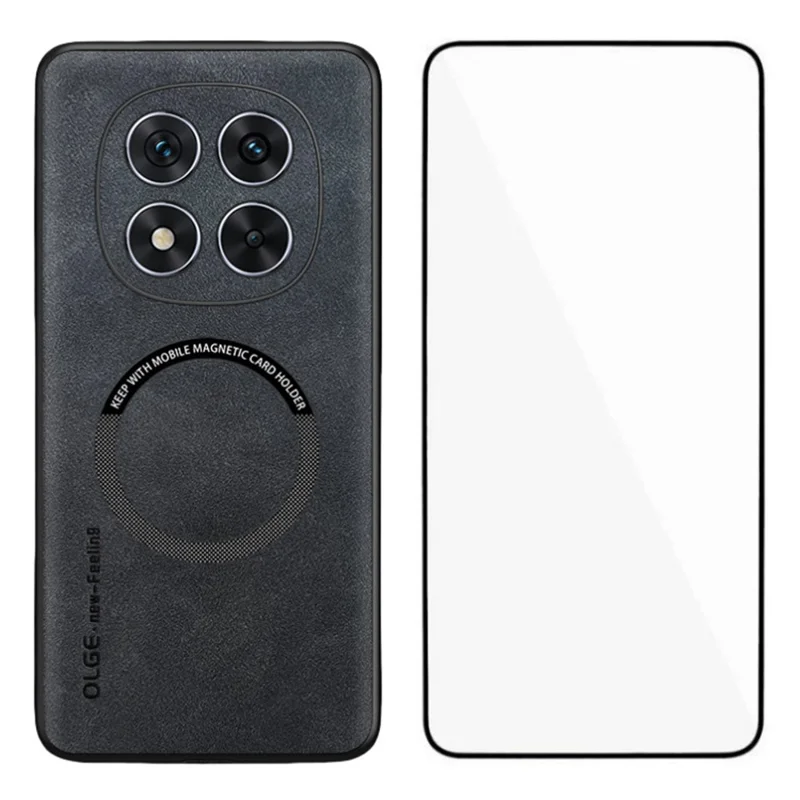 WANLONFENG YBP Series For Xiaomi Redmi Note 14 Pro+ 5G Magnetic Case with Tempered Glass Film PU + TPU Phone Cover Precise Cutouts - Black