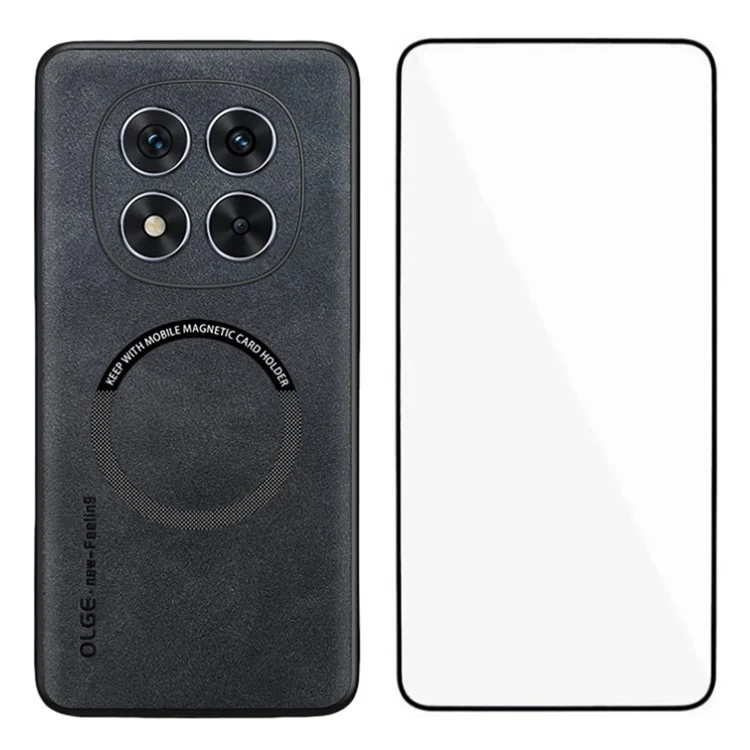 WANLONFENG YBP Series For Xiaomi Redmi Note 14 Pro 5G  /  Poco X7 5G Magnetic Case with Tempered Glass Film PU + TPU Phone Cover Precise Cutouts - Black