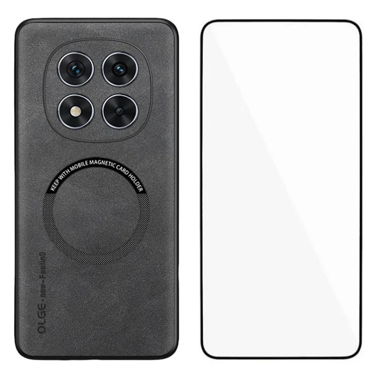 WANLONFENG YBP Serie für Xiaomi Redmi Note 14 Pro 5G / Poco X7 5G Magnetische Hülle mit Panzerglas PU + TPU Handyhülle mit präzisen Ausschnitten - Grau