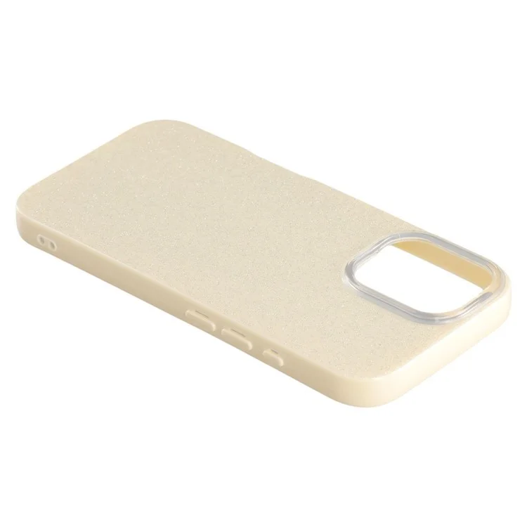 WANLONFENG XL2 Series for iPhone 16 Case IMD Glitter TPU Phone Cover with Tempered Glass Film - Beige