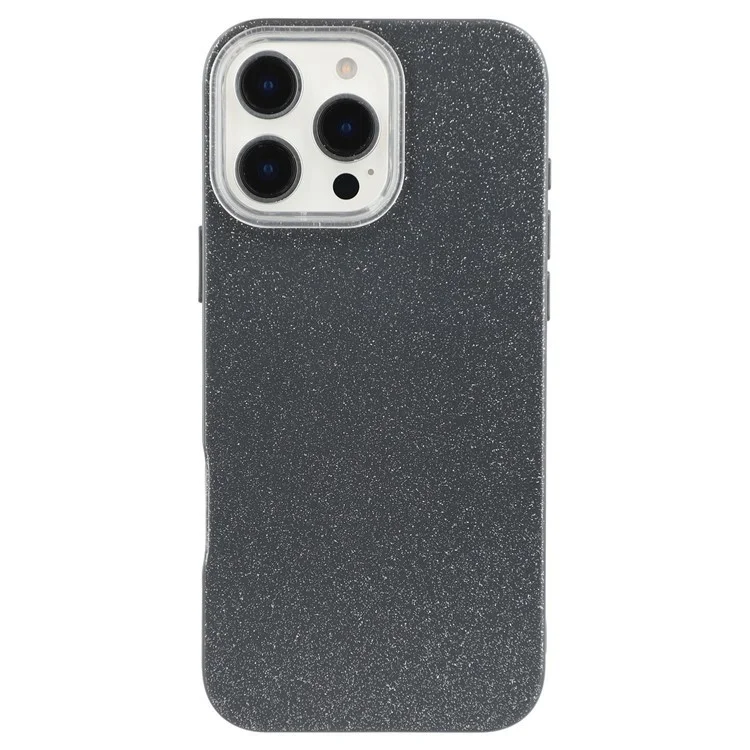 WANLONFENG XL2 Series for iPhone 16 Pro Case IMD Glitter TPU Phone Cover with Tempered Glass Film - Black