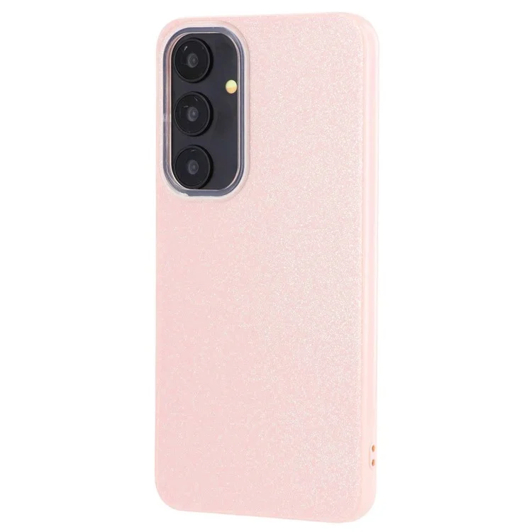 WANLONFENG XL2 Series for Samsung Galaxy S24 Case IMD Glitter TPU Phone Cover with Tempered Glass Film - Pink