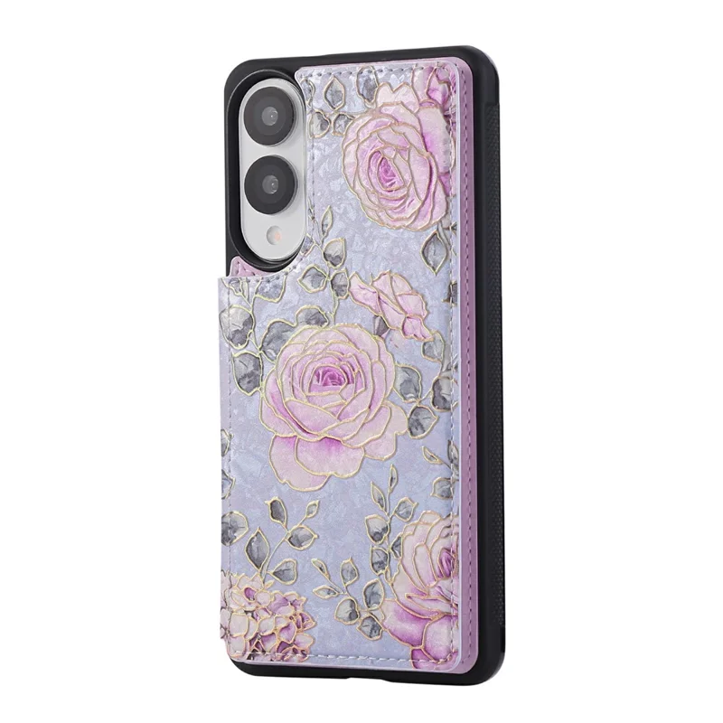 For Samsung Galaxy S25 Edge Case Flower Leather TPU RFID Blocking Phone Cover Card Slots - Rose