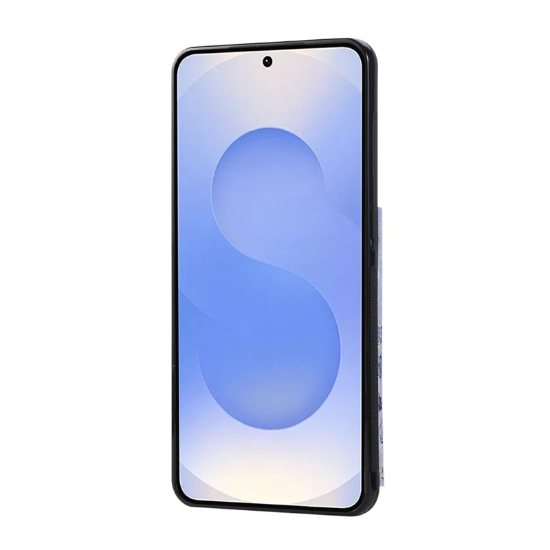 For Samsung Galaxy S25 Edge Case Flower Leather TPU RFID Blocking Phone Cover Card Slots - Rose