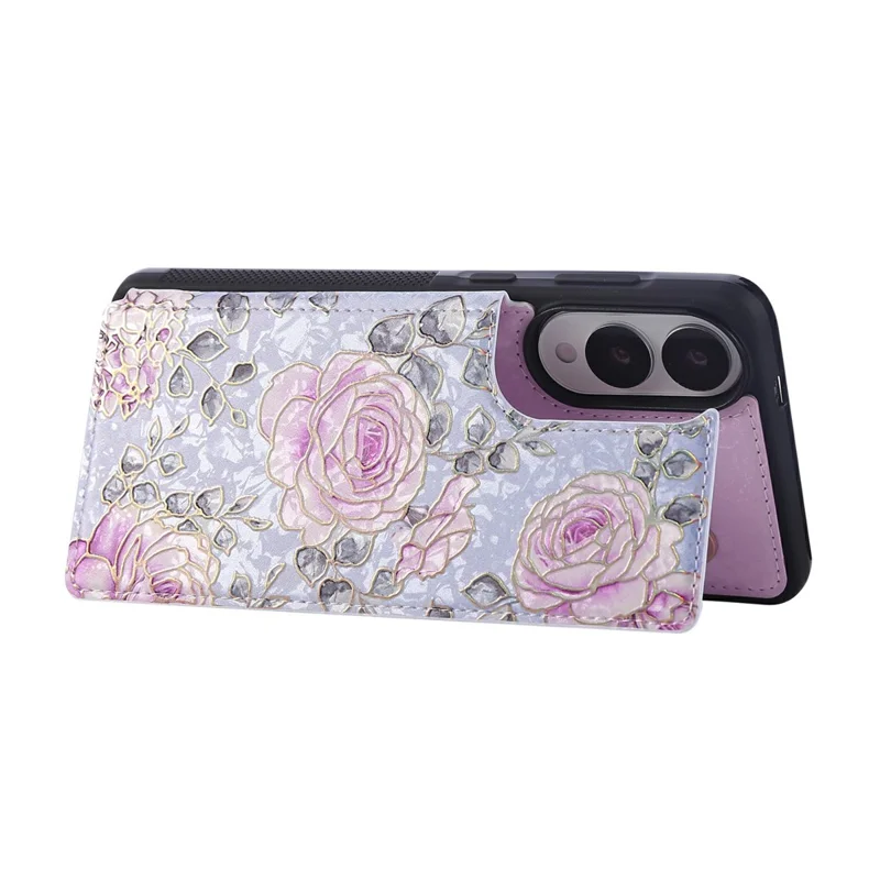For Samsung Galaxy S25 Edge Case Flower Leather TPU RFID Blocking Phone Cover Card Slots - Rose