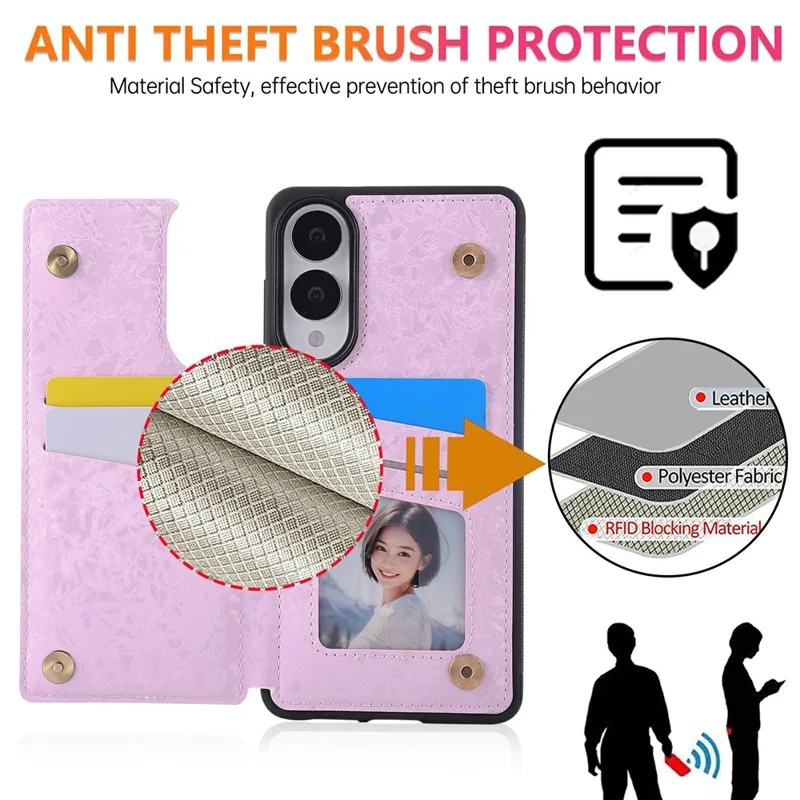 For Samsung Galaxy S25 Edge Case Flower Leather TPU RFID Blocking Phone Cover Card Slots - Rose