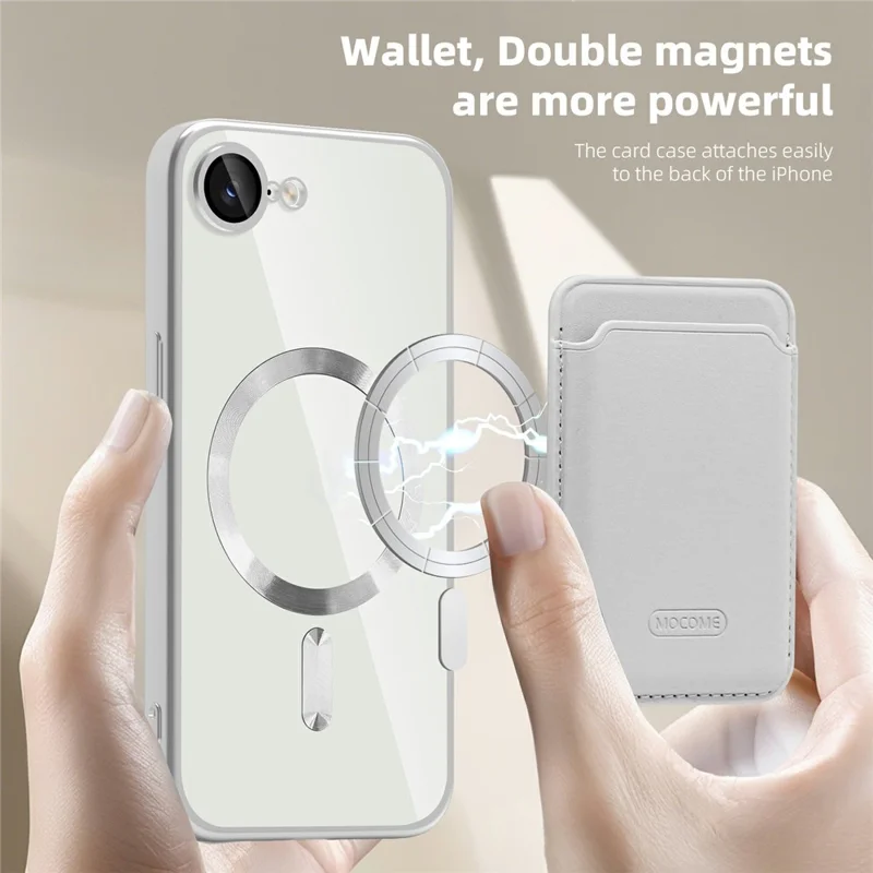 Étui pour iPhone 16e Compatible avec MagSafe TPU + PC Housse de Mobile avec Pochette pour Carte - Gris