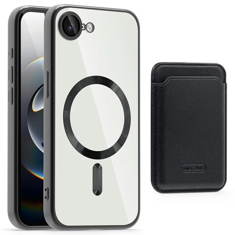 For iPhone 17e / 16e Case Compatible with MagSafe TPU + PC Mobile Cover with Card Bag - Black