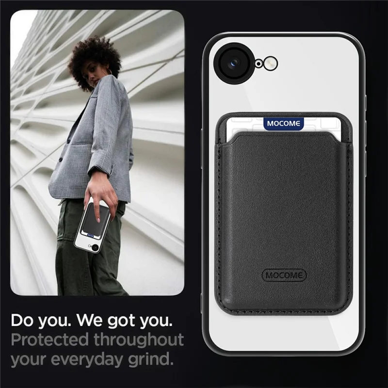 For iPhone 17e / 16e Case Compatible with MagSafe TPU + PC Mobile Cover with Card Bag - Black