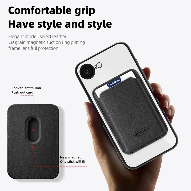 For iPhone 17e / 16e Case Compatible with MagSafe TPU + PC Mobile Cover with Card Bag - Black