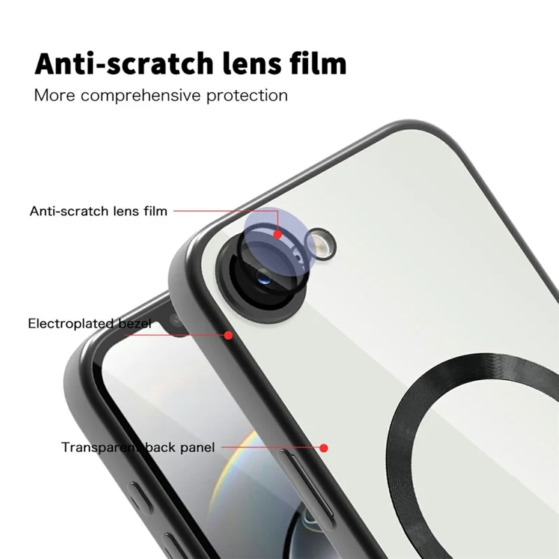 For iPhone 17e / 16e Case Compatible with MagSafe TPU + PC Mobile Cover with Card Bag - Black