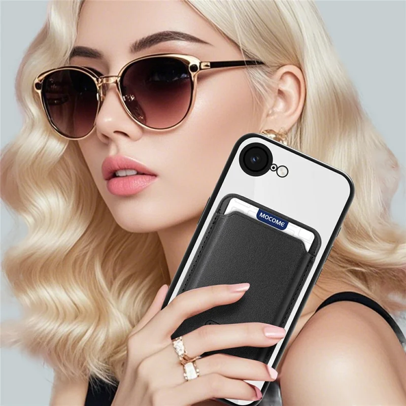 For iPhone 17e / 16e Case Compatible with MagSafe TPU + PC Mobile Cover with Card Bag - Black