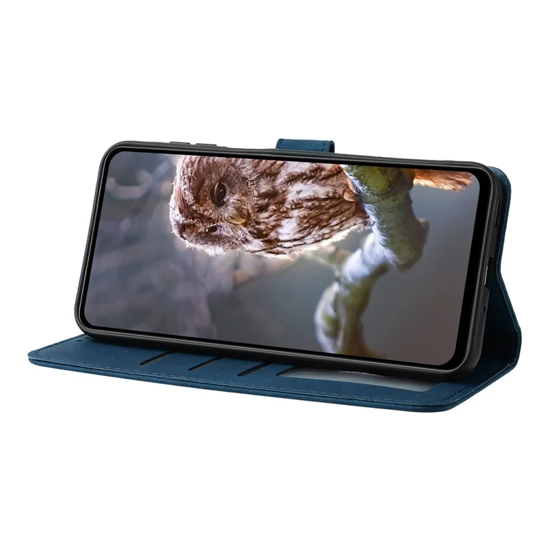 For Honor Magic7 Lite 5G / X9c 5G / X60 Pro 5G Case Owl Imprinted PU Leather Wallet Phone Cover with Wrist Strap - Blue