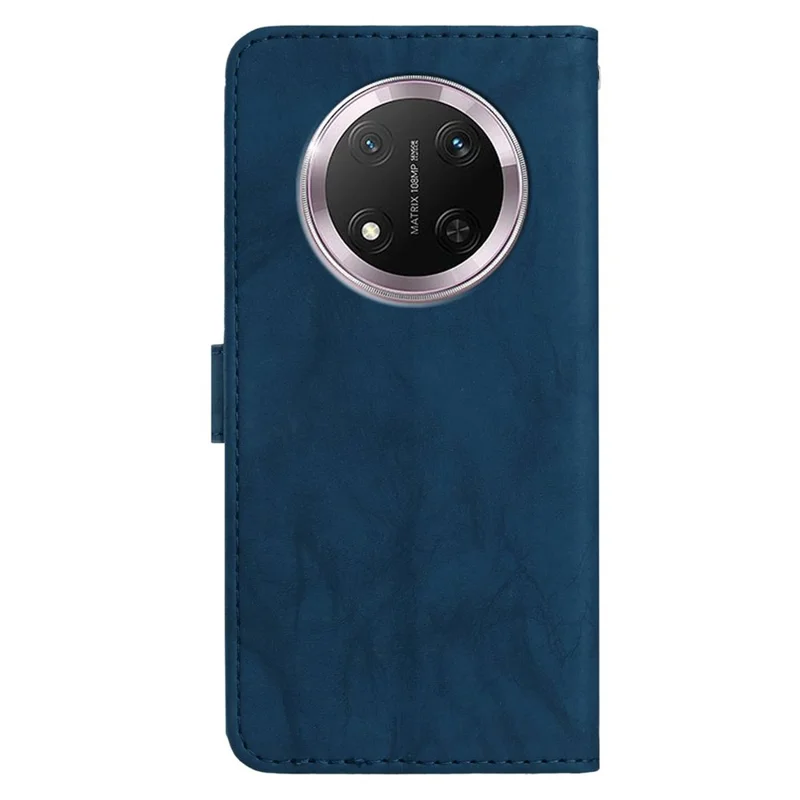 For Honor Magic7 Lite 5G / X9c 5G / X60 Pro 5G Case Owl Imprinted PU Leather Wallet Phone Cover with Wrist Strap - Blue