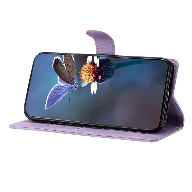 For Samsung Galaxy S25 Edge Case Butterfly Flower Pattern Skin-Touch Leather Phone Cover - Purple