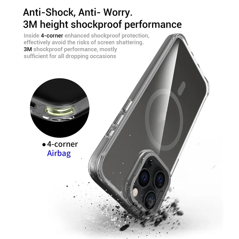 For iPhone 15 Pro Max Magnetic Case Shockproof TPU + PC Phone Back Cover with Metal Lens Kickstand - Black