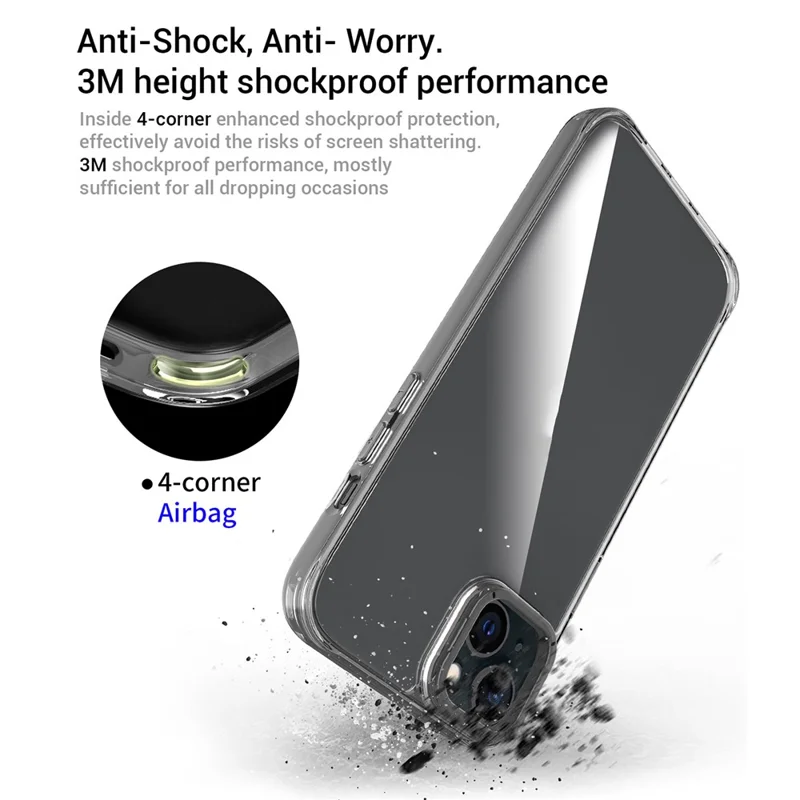 For iPhone 14 Case Shockproof TPU + PC Phone Back Cover with Metal Lens Kickstand - Black