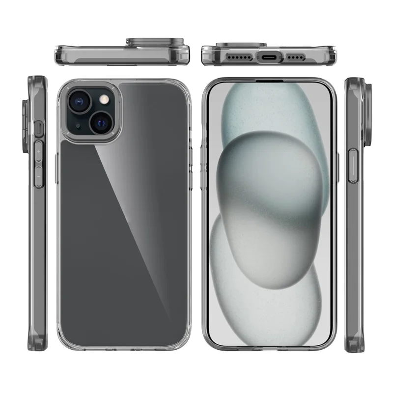 For iPhone 14 Case Shockproof TPU + PC Phone Back Cover with Metal Lens Kickstand - Black