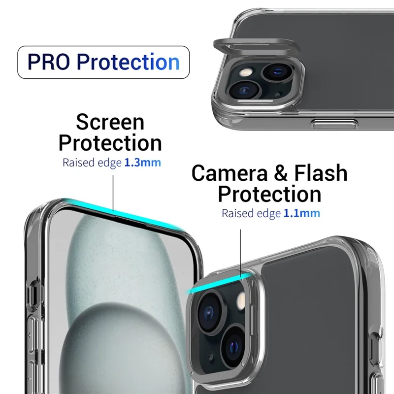 For iPhone 14 Case Shockproof TPU + PC Phone Back Cover with Metal Lens Kickstand - Black