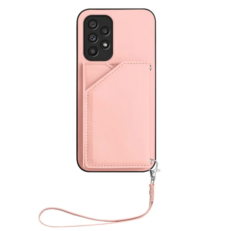 Série KB06 pour Samsung Galaxy A53 5G Étui Porte-carte Support Peau-Toucher Housse de téléphone avec Dragonne - Rose