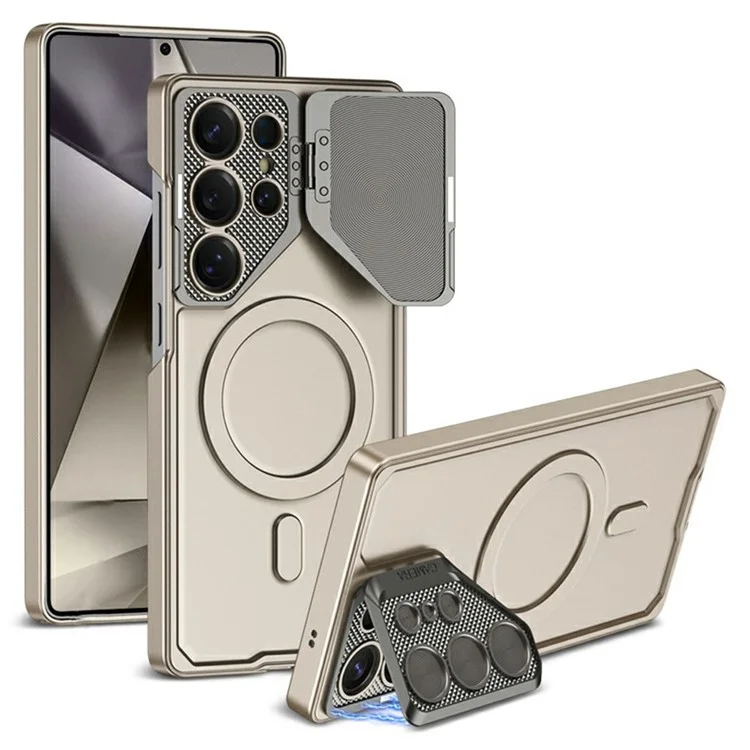 GKK For Samsung Galaxy S24 Ultra Case Compatible with MagSafe Slim PC Phone Cover with Metal Lens Cover - Titanium Grey