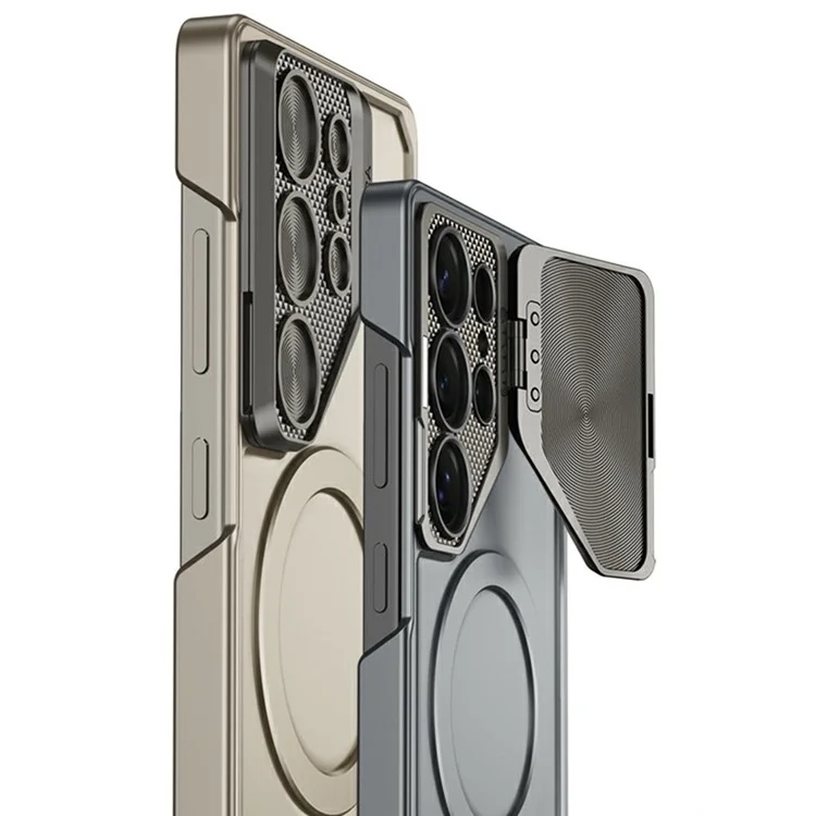 GKK For Samsung Galaxy S25 Ultra Case Compatible with MagSafe Slim PC Phone Cover with Metal Lens Cover - Titanium Grey
