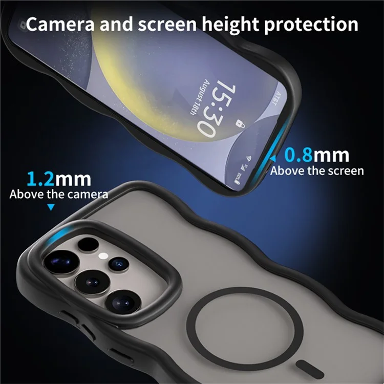 For Samsung Galaxy S24 Ultra Case Compatible with MagSafe TPU + PC Phone Back Cover Skin Touch Wave Shape - Pink