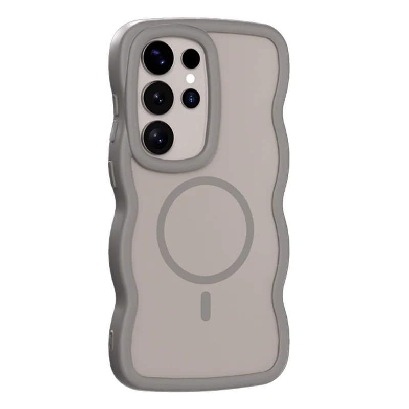 For Samsung Galaxy S24 Ultra Magnetic Case TPU + PC Phone Back Cover Skin Touch Wave Shape - Grey