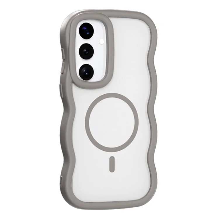 Чехол для Samsung Galaxy S25 / S24, совместимый с MagSafe, из термопластичного полиуретана (TPU) и поликарбоната (PC) с волнообразной текстурой - Серый
