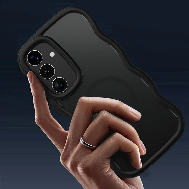 Чехол для Samsung Galaxy S25 / S24, совместимый с MagSafe, из термопластичного полиуретана (TPU) и поликарбоната (PC) с волнообразной текстурой - Серый
