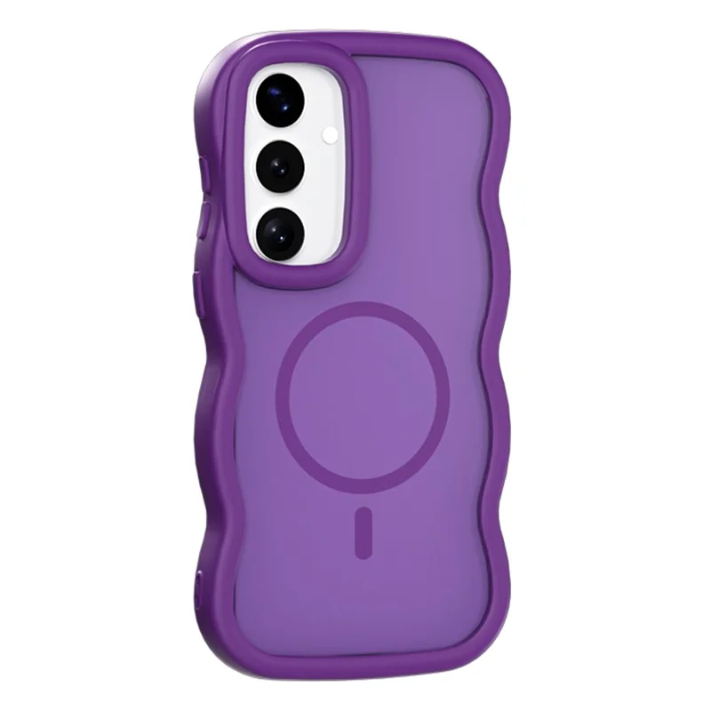 For Samsung Galaxy S25  /  S24 Magnetic Case TPU + PC Phone Back Cover Skin Touch Wave Shape - Purple