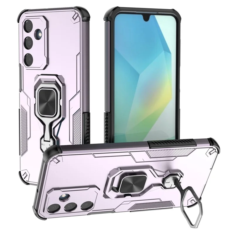 For Samsung Galaxy A25 5G (Global) (161.0mm) Case Rotatable Ring Kickstand PC + TPU Shockproof Phone Cover - Purple