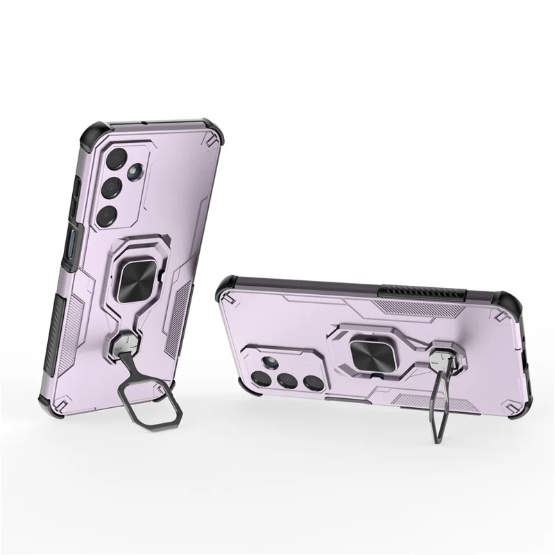 For Samsung Galaxy A25 5G (Global) (161.0mm) Case Rotatable Ring Kickstand PC + TPU Shockproof Phone Cover - Purple