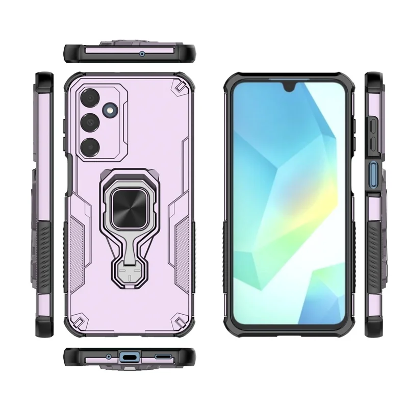 For Samsung Galaxy A25 5G (Global) (161.0mm) Case Rotatable Ring Kickstand PC + TPU Shockproof Phone Cover - Purple
