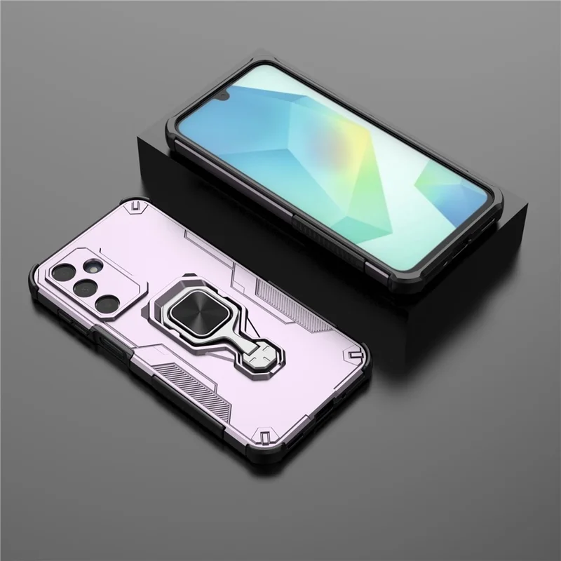 For Samsung Galaxy A25 5G (Global) (161.0mm) Case Rotatable Ring Kickstand PC + TPU Shockproof Phone Cover - Purple