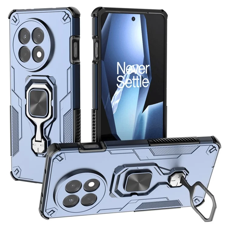 Capa para OnePlus 13R 5G com Anel Giratório e Suporte Dobrável, Antichoque em PC + TPU - Azul Marinho