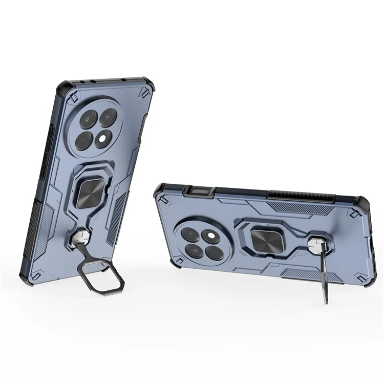 Capa para OnePlus 13R 5G com Anel Giratório e Suporte Dobrável, Antichoque em PC + TPU - Azul Marinho