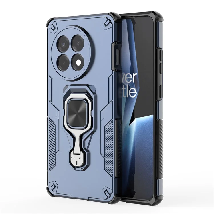 Capa para OnePlus 13R 5G com Anel Giratório e Suporte Dobrável, Antichoque em PC + TPU - Azul Marinho