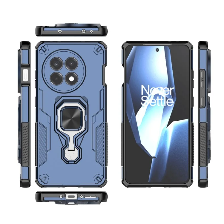 Capa para OnePlus 13R 5G com Anel Giratório e Suporte Dobrável, Antichoque em PC + TPU - Azul Marinho