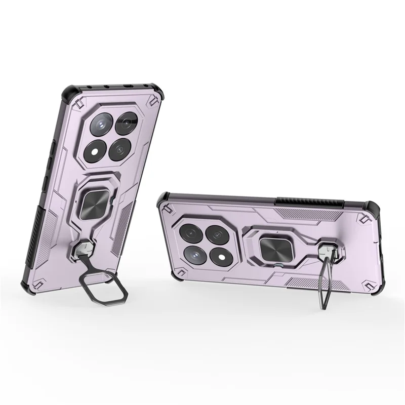 For Xiaomi Redmi Note 14 Pro 5G / Poco X7 5G Case Rotatable Ring Kickstand PC + TPU Shockproof Phone Cover - Purple