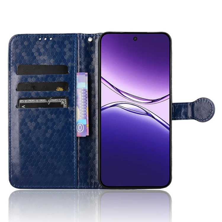 Pour Oppo F29 5G Étui Portefeuille Motif Pointillé Empreinte Cuir PU Housse de Téléphone - Bleu Foncé